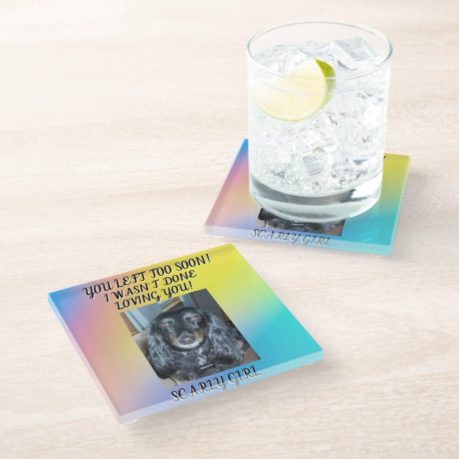 Ein herzlicher Hund-Gedenkstätte 1 Foto Moderner S Glasuntersetzer (Schrägansicht)