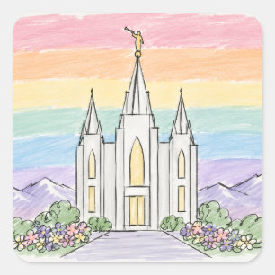 Ein himmlischer Ort des Friedens Schöner LDS-Tem Quadratischer Aufkleber