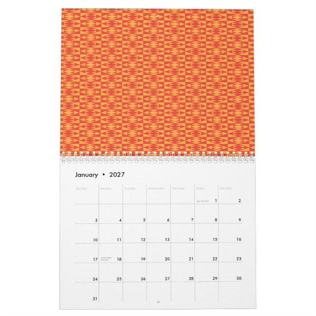 Ein Hintergrundmuster mit Orange und Pfirsich Kalender (Jan 2027)