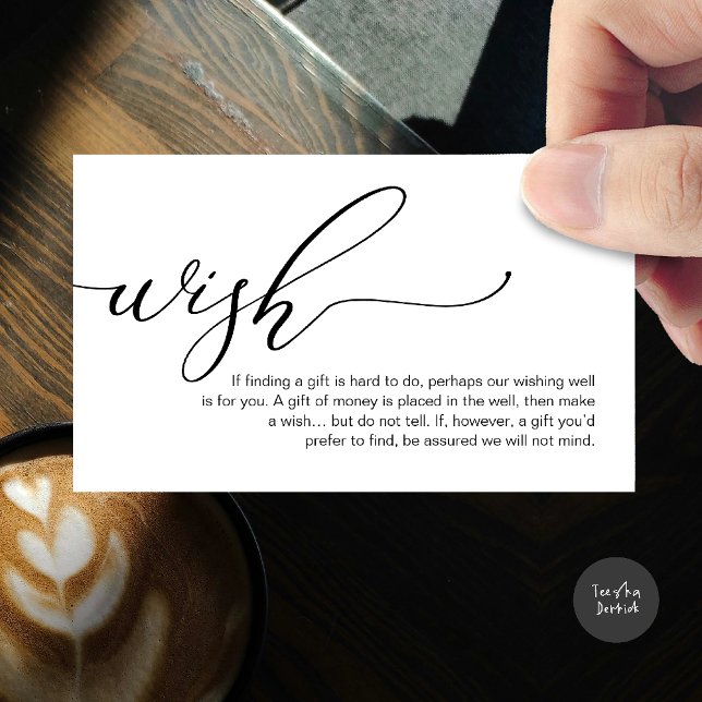 Ein Hinweis auf Geschenke, Flitterwochen-Wunschgel Begleitkarte (A note on gifts, honeymoon wish fund cash wish enclosure card in black white)