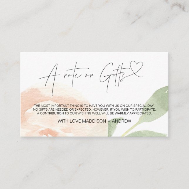 Ein Hinweis auf Geschenke florale Wunschzettel Hoc Begleitkarte (Vorderseite)