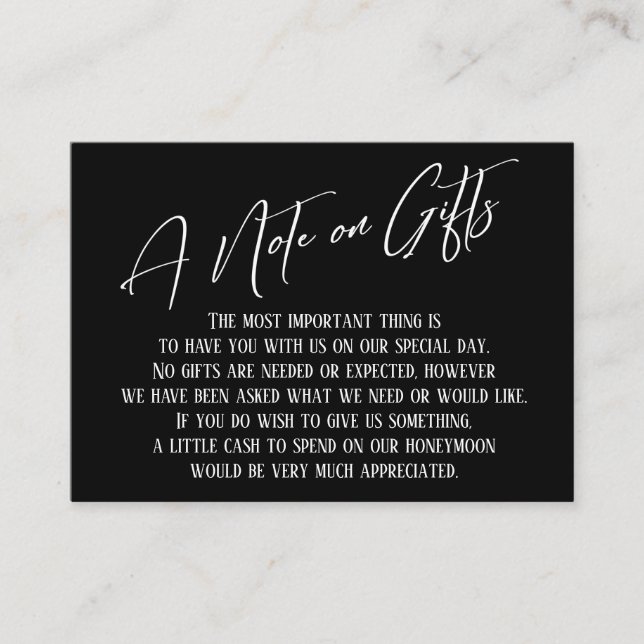 Ein Hinweis auf Geschenke Moderne Handschrift Blac Begleitkarte (Vorderseite)