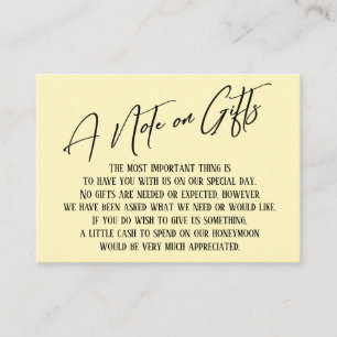 Ein Hinweis auf Geschenke Moderne Handschrift Hoch Begleitkarte