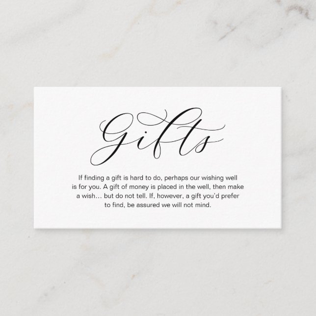 Ein Hinweis auf Hochzeitsgeschenke, schöne Eleganz Begleitkarte (Vorderseite)