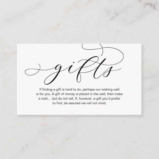 Ein Hinweis auf Hochzeitsgeschenke, schöne Eleganz Begleitkarte (Vorderseite)