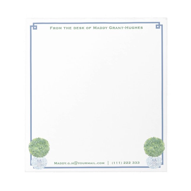 Ein Hinweis aus | Chic Blue Griry Key Boxwood Topi Notizblock (Vorderseite)