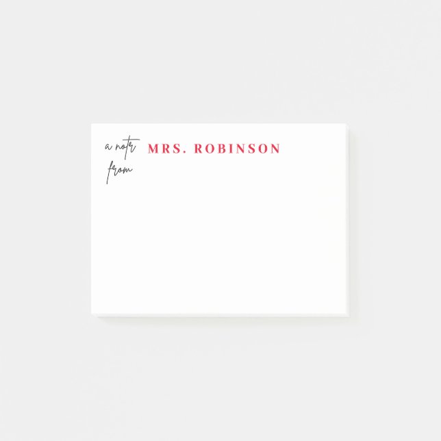 Ein Hinweis aus dem Stift des Lehrers Post-it Klebezettel (Vorderseite)