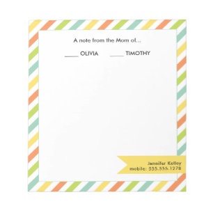 Ein Hinweis aus der Mama von ...Bright Stripes Notizblock