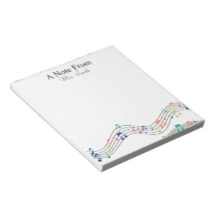 Ein Hinweis aus farbenfroher Musiknote-Muster Notizblock