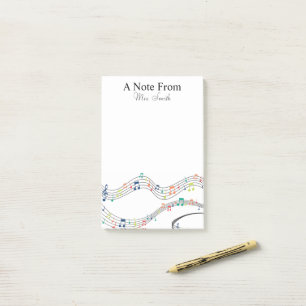 Ein Hinweis aus farbenfroher Musiknote-Muster Post-it Klebezettel