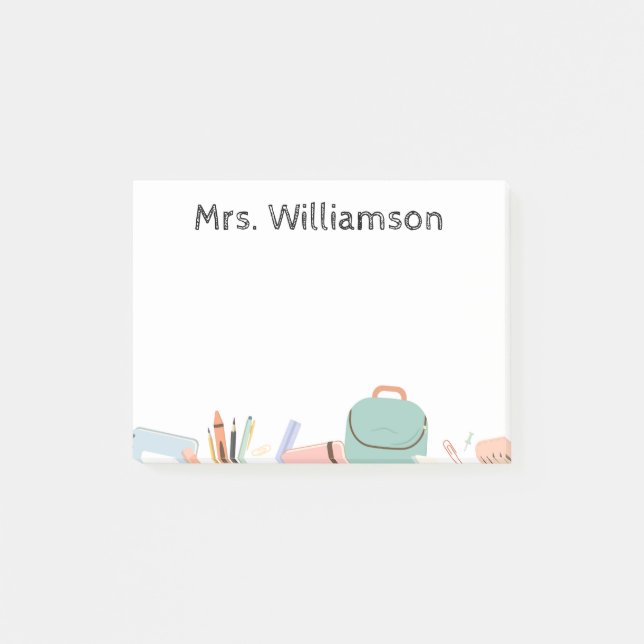 Ein Hinweis des Lehrers nach dem Ende des Schreibe Post-it Klebezettel (Vorderseite)