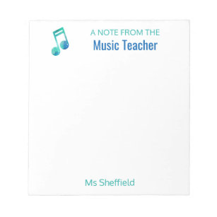 Ein Hinweis des Musiklehrers Personalisierte Musik Notizblock