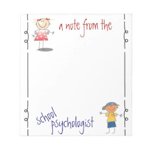 Ein Hinweis des Psychologen der Schule (Notizblock Notizblock