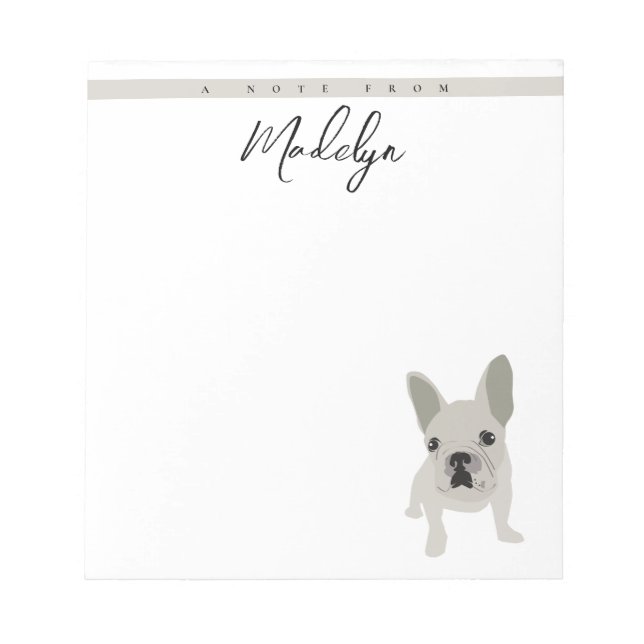 Ein Hinweis von Individuelle Name French Bulldog D Notizblock (Vorderseite)