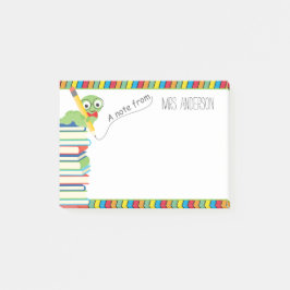 Ein Hinweis von Lehrer mit einem Bookworm Post-it Klebezettel