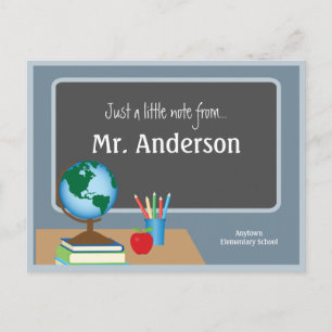 Ein Hinweis von Lehrerin Chalkboard Globe Postkarte