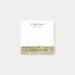 Ein Hinweis von Musiker aus der Vintagen Musiknote Post-it Klebezettel