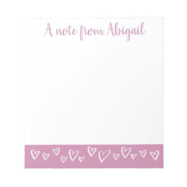 Ein Hinweis von Personalisiert Stationery Hearts L Notizblock (Vorderseite)