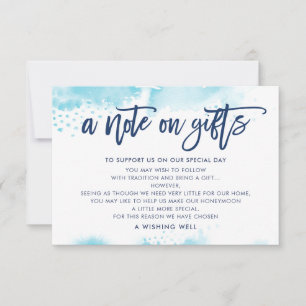 EIN HINWEIS ZU GIFTS stilvollen Aqua Blue Aqua Einladung