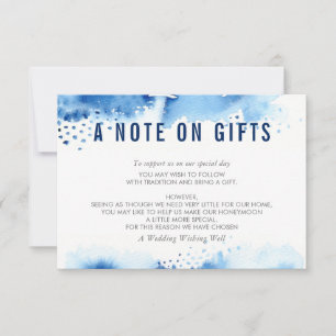 EIN HINWEIS ZU GIFTS stilvollen Aquarell dunkelbla Mitteilungskarte