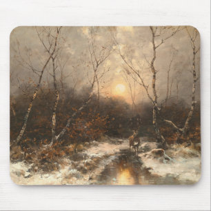 Ein Hirsch im Wald von Mondlicht - Désiré Thomassi Mousepad