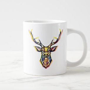 Ein Hirschkopf als buntes Bild im Aquarell Stil   Jumbo-Tasse