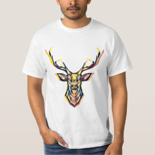 Ein Hirschkopf als buntes Bild im Aquarell Stil T-Shirt
