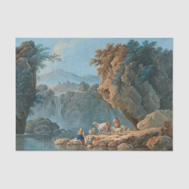 Ein Hirtenpaar in einer Bergwelt Seidenpapier (Vorderseite)