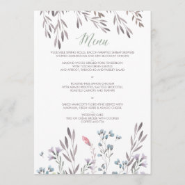 Ein Hochzeitsmenü für Wildblumen Menükarte