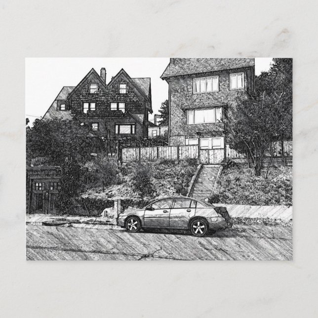 Ein Holzhaus in den Berkeley-Hügeln Postkarte (Vorderseite)