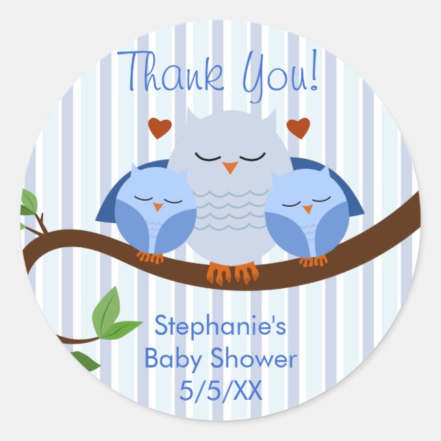 Ein Hoot Twins Blue Owls Runder Aufkleber (Vorderseite)