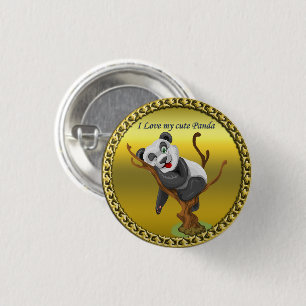 Ein hübscher niedlicher Panda-Bär, der in einem Ba Button
