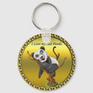 Ein hübscher niedlicher Panda-Bär, der in einem Ba Schlüsselanhänger