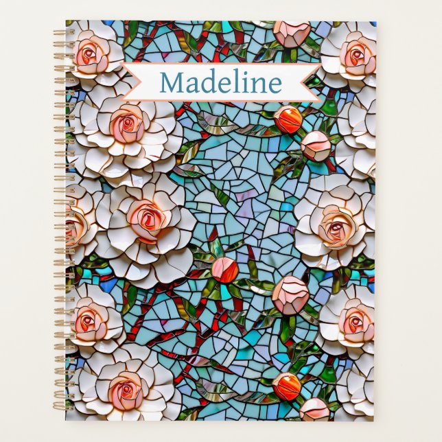 Ein Hübsches Imitat Mosaik-Blumenmuster Personalis Planer (Vorderseite)