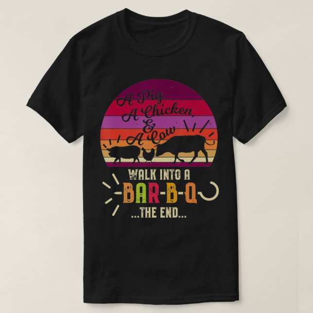 Ein Huhn ein Huhn Eine Kuh spazieren in eine BarGr T-Shirt (Design vorne)