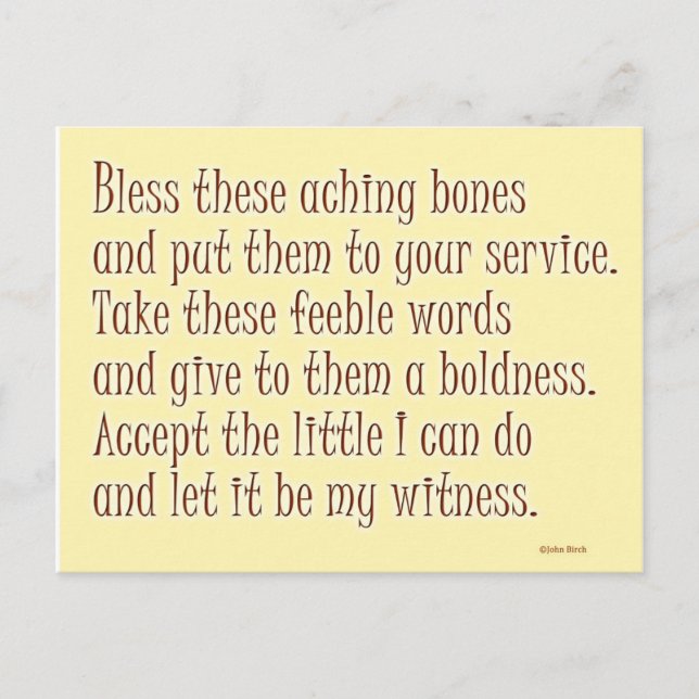 Ein humorvolles Gebet Postkarte (Vorderseite)