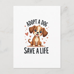 Ein Hund Adoptieren Ein Leben Retten Vintage Süßer Postkarte