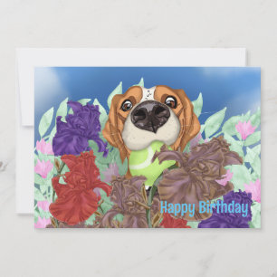 Ein Hund auf einem Feld der Blume. Flache Feiertag Feiertagskarte