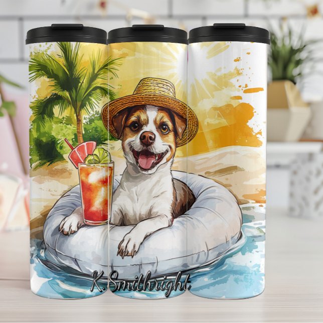 Ein Hund entspannt sich in einem Tube Thermosbecher (Von Creator hochgeladen)
