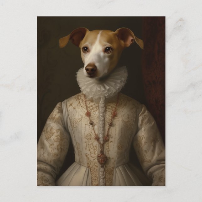 Ein Hund in einem Renaissancekleid Postkarte (Vorderseite)