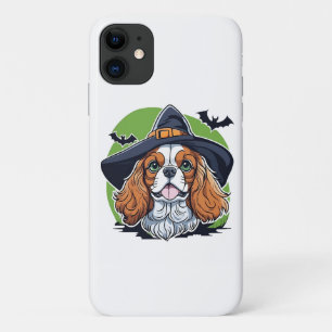 Ein Hund mit einem Hexenhut und Fledermäusen Case-Mate iPhone Hülle