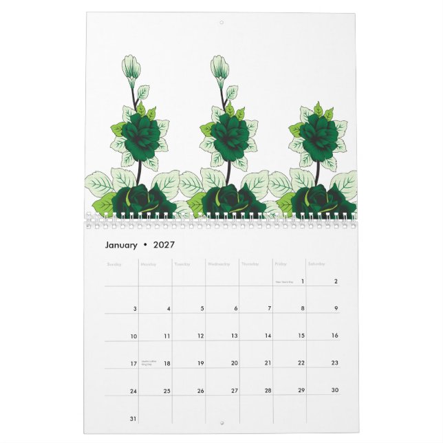 Ein Hündchen mit goldenem Retriever sitzt auf eine Kalender (Jan 2027)