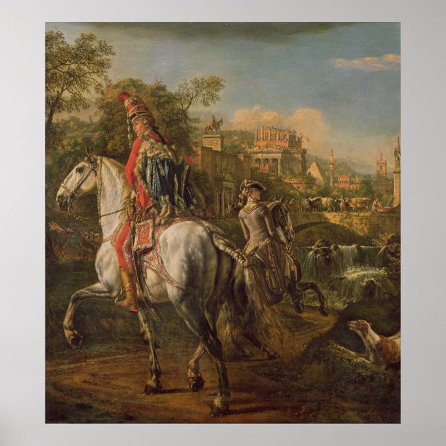 Ein Hussar auf dem Pferd, 1773 Poster (Vorne)