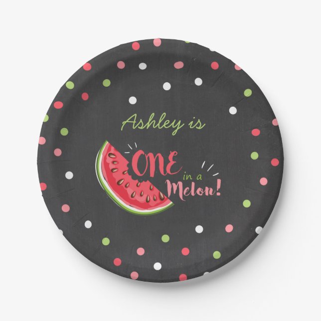 Ein in einem erster Geburtstag der Melone Pappteller (Vorderseite)