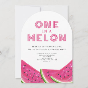 Ein in einem Melon Watermelon Girl 1. Geburtstag Einladung