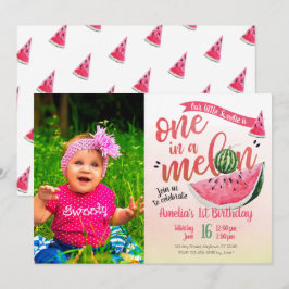 Ein in einem Melone-Wassermelone-ersten Geburtstag Einladung