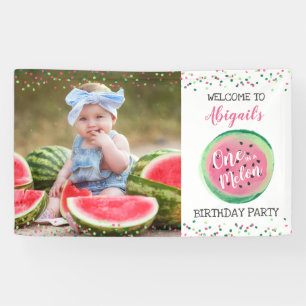 Ein in einem Melonen-Mädchen zum 1. Geburtstag Wil Banner