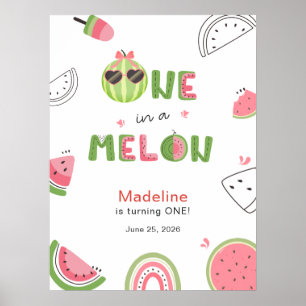 Ein in einer Melone Süßes Mädchen 1. Geburtstags-W Poster