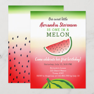 Ein-in-einer-Wassermelone-Geburtstag Einladung