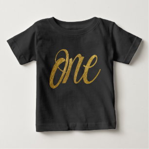 Ein in Imitat-Gold-ERSTEM GEBURTSTAG Skript Baby T-shirt